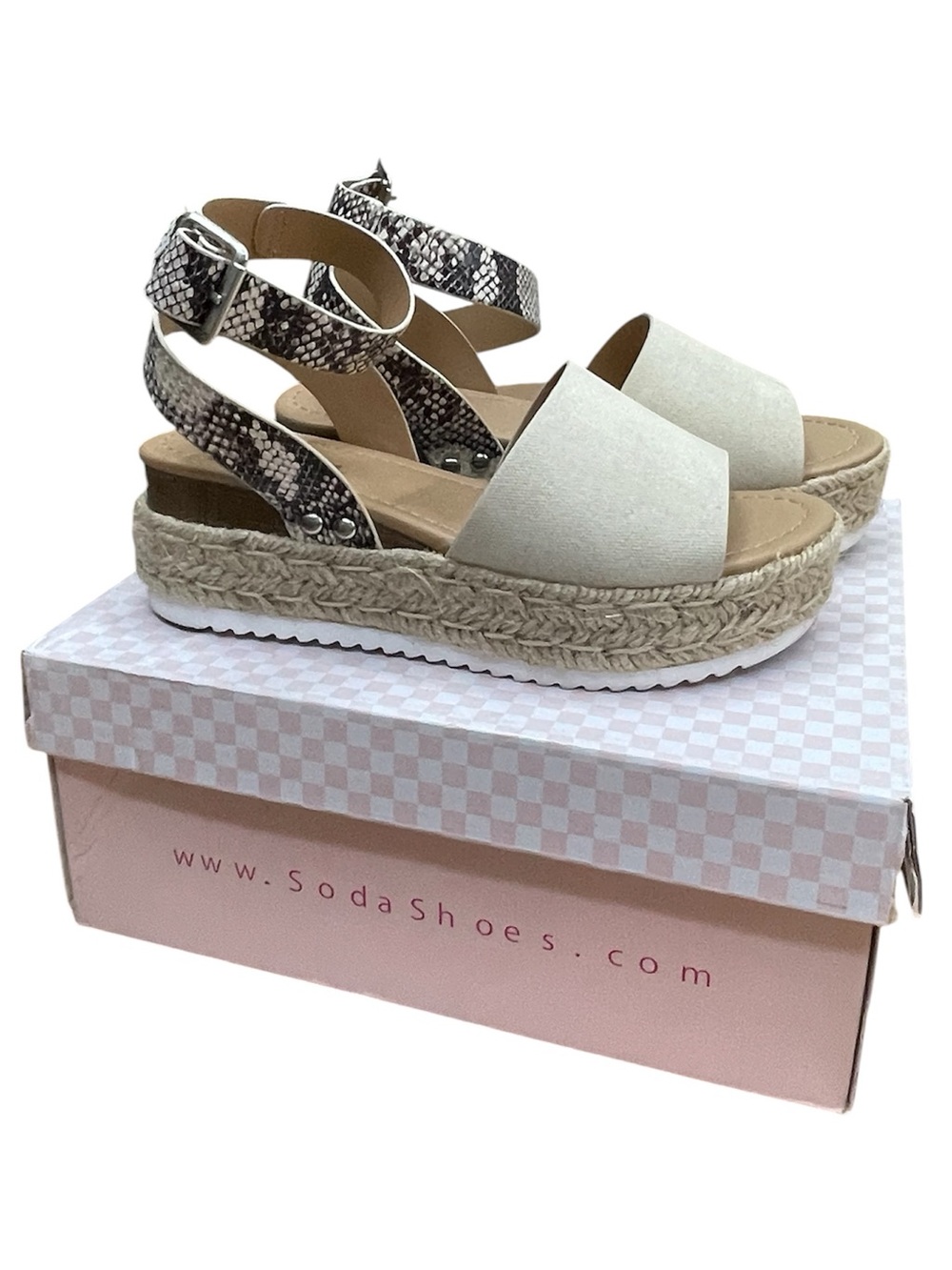 Soda Women Wedge Sandals Open Toe Ankle Strap Flatform Espadrilles Trim Platform